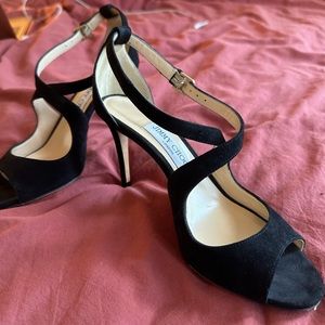 Jimmy Choo size US 37 Suede cross-strap heels